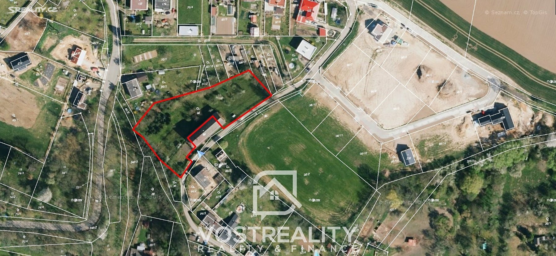 Prodej  stavebního pozemku 3 872 m², Loukovec - Hubálov, okres Mladá Boleslav