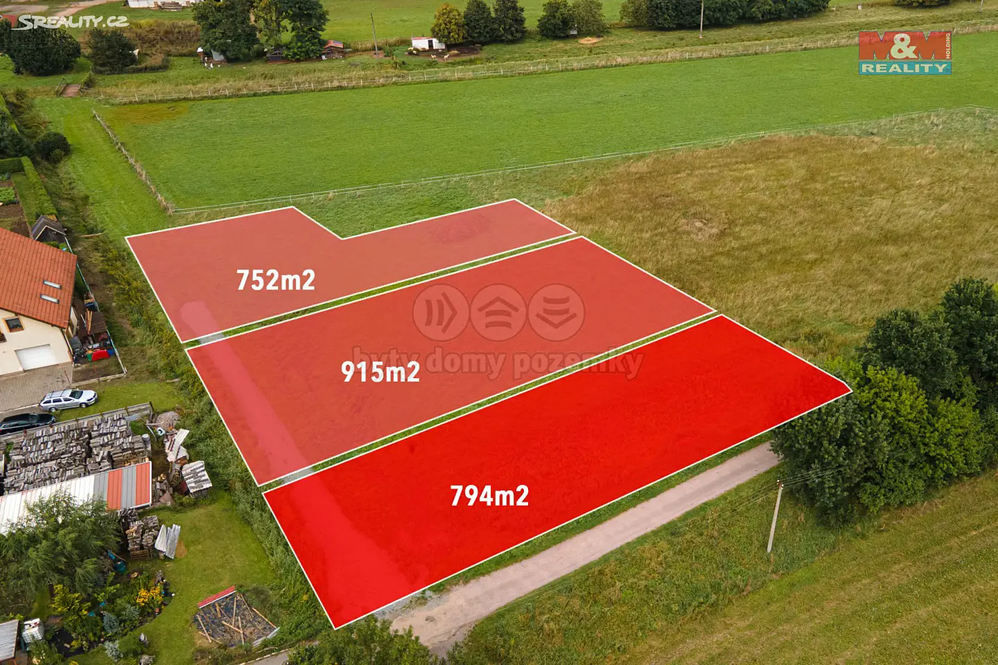 Prodej  stavebního pozemku 915 m², Valy, okres Pardubice