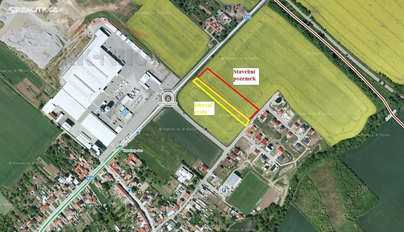 Prodej  stavebního pozemku 4 932 m², Komořany, okres Vyškov