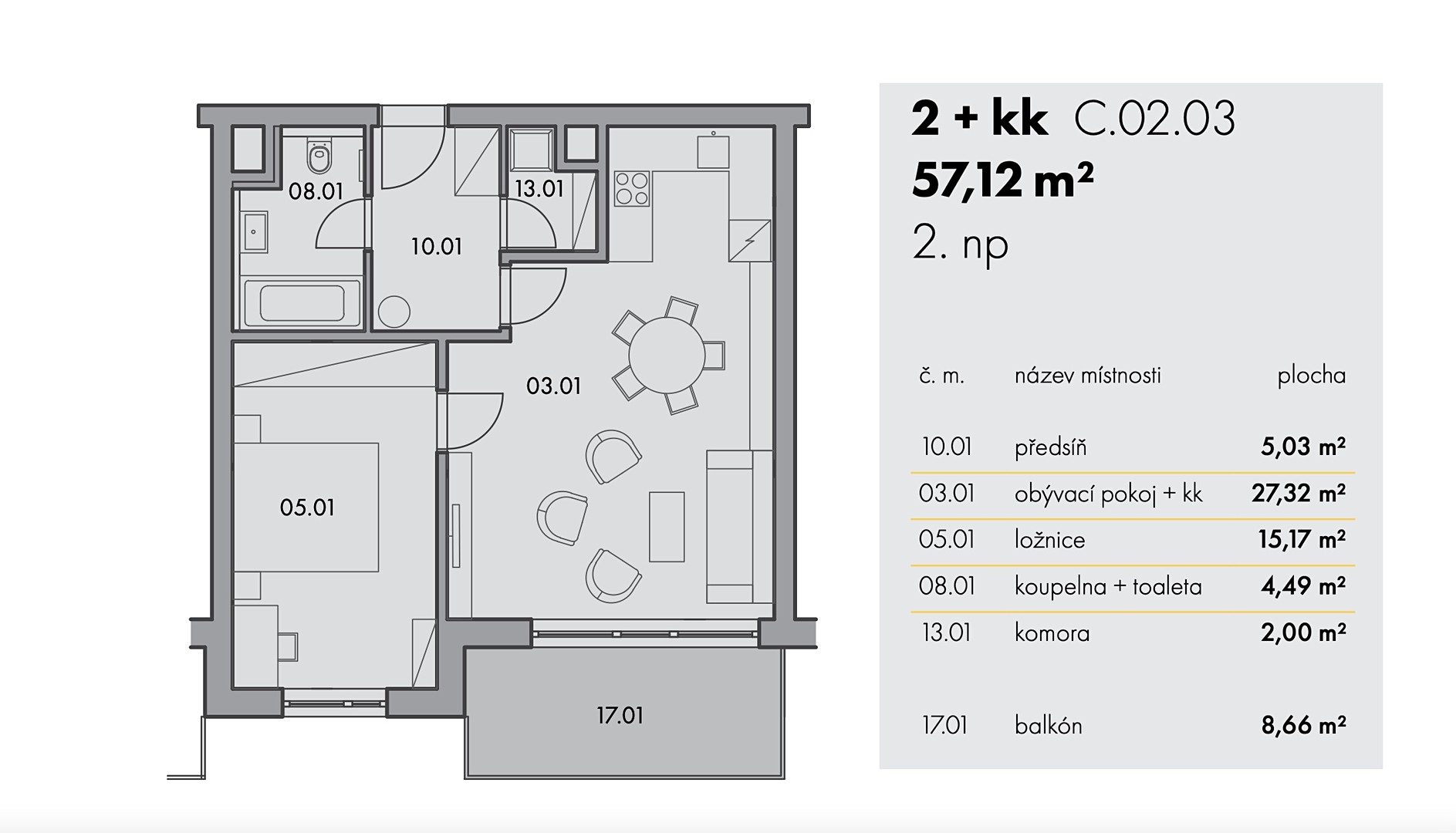Prodej bytu 2+kk 57 m², Grafická, Praha - Smíchov