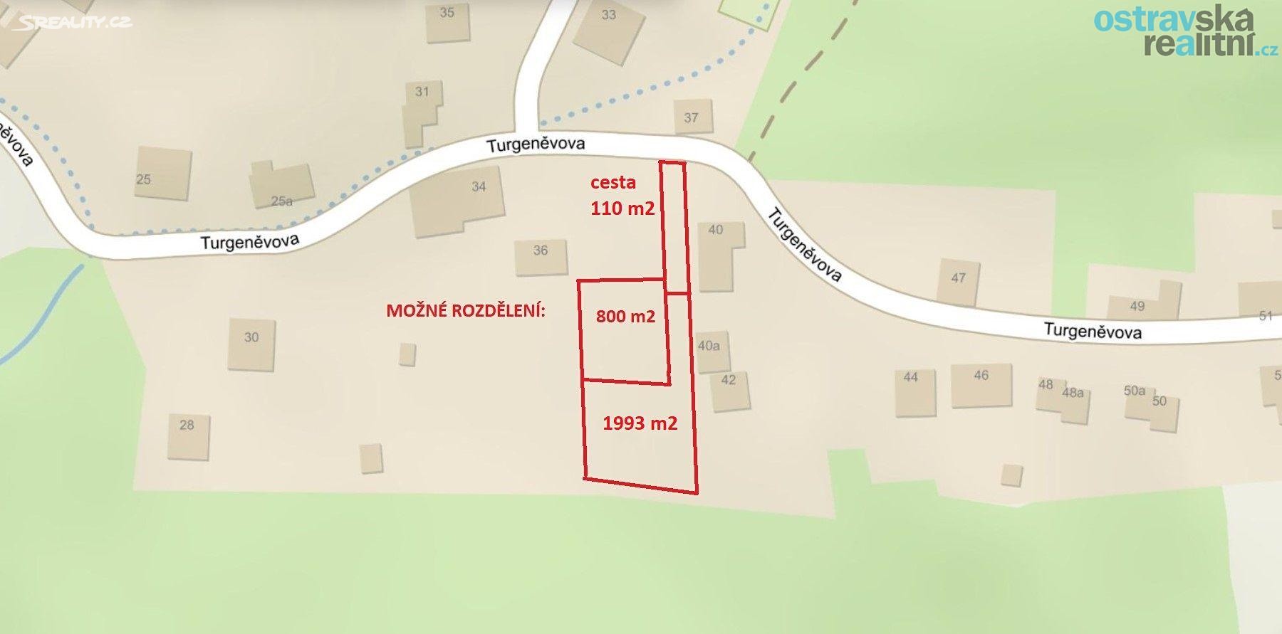 Prodej  stavebního pozemku 800 m², Turgeněvova, Ostrava - Radvanice