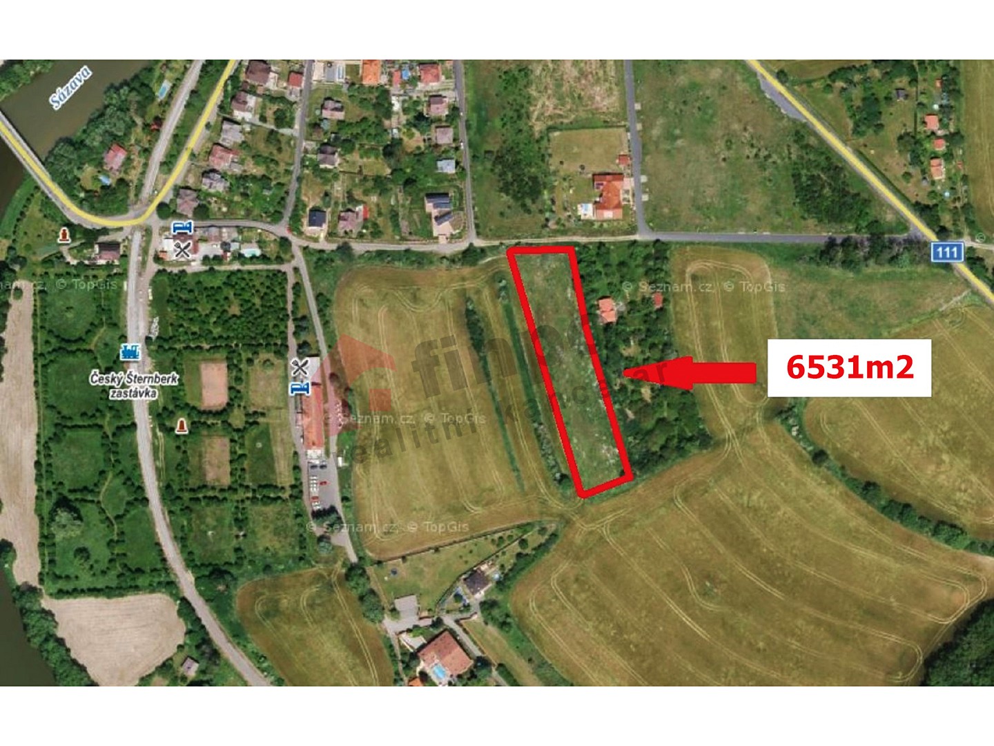 Prodej  stavebního pozemku 6 531 m², Český Šternberk, okres Benešov