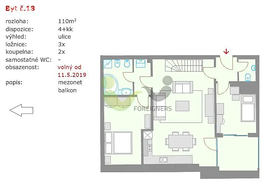 Pronájem bytu 4+kk 110 m², Italská, Praha