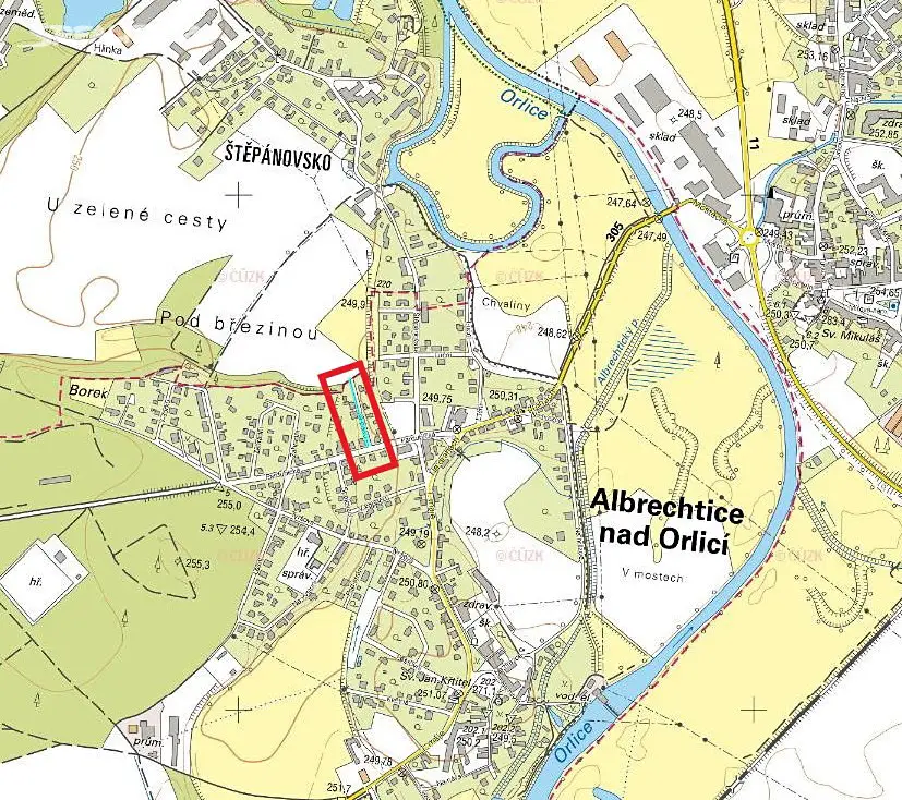 Prodej  komerčního pozemku 135 m², Albrechtice nad Orlicí, okres Rychnov nad Kněžnou