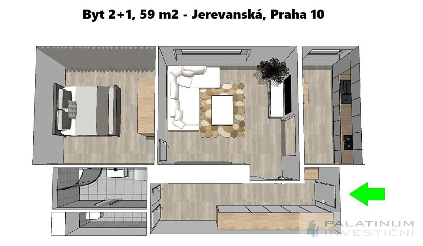 Prodej bytu 2+1 59 m², Jerevanská, Praha 10 - Vršovice