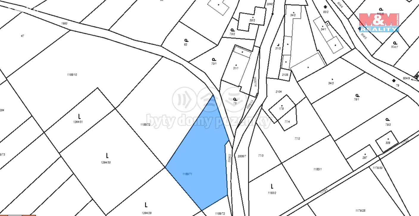 Prodej  komerčního pozemku 2 077 m², Kounov, okres Rakovník
