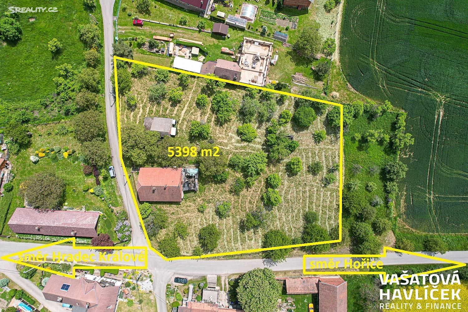 Prodej  stavebního pozemku 5 398 m², Boháňka, okres Jičín