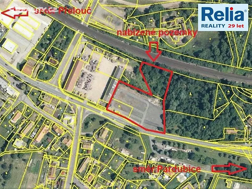 Prodej  komerčního pozemku 7 174 m², Valy, okres Pardubice