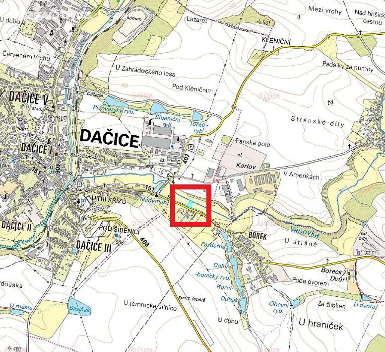 Prodej  louky 1 934 m², Dačice, okres Jindřichův Hradec