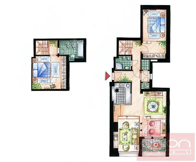 Pronájem bytu 3+1 96 m² (Mezonet), Odborů, Praha 2 - Nové Město