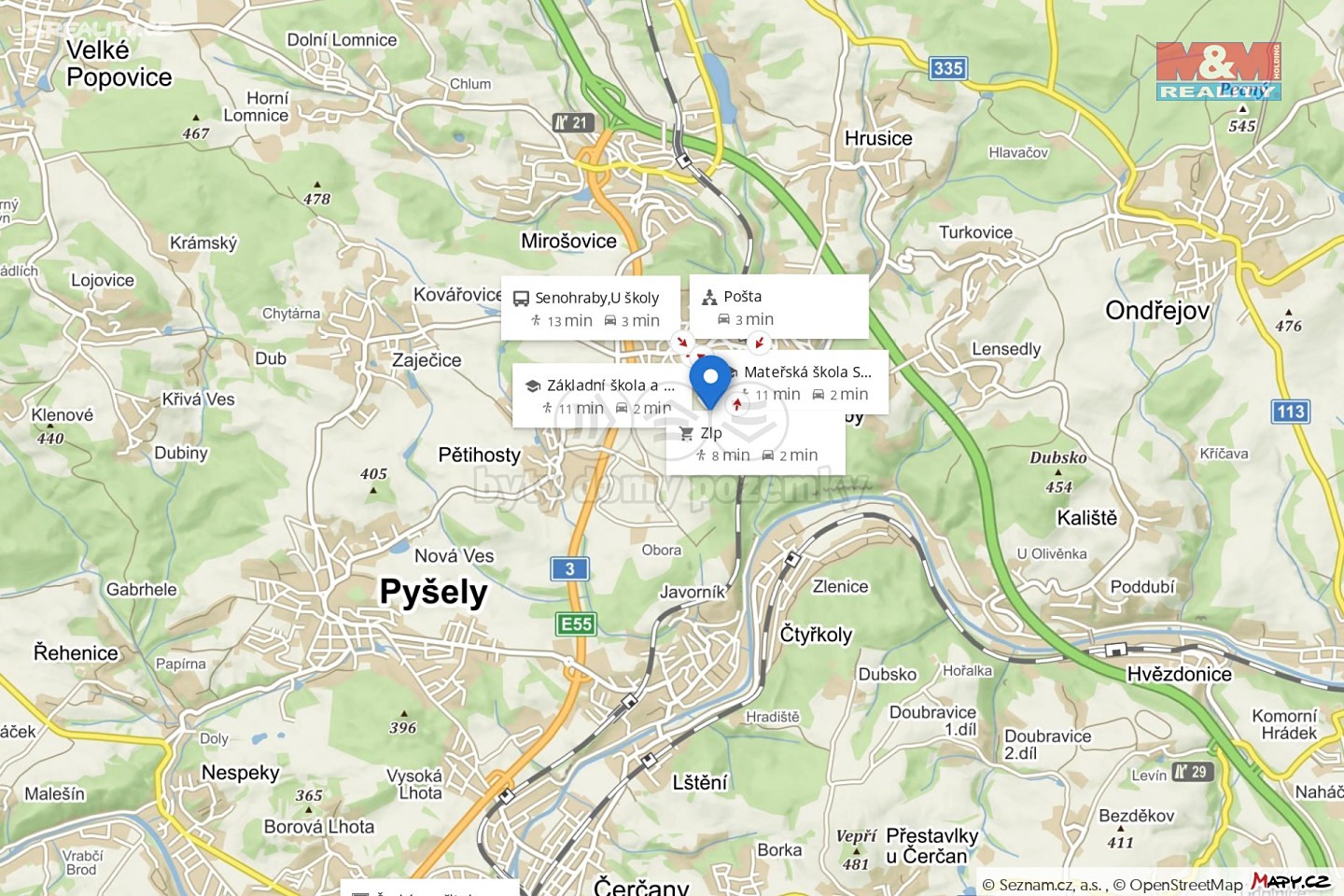 Prodej  stavebního pozemku 1 330 m², Senohraby, okres Praha-východ
