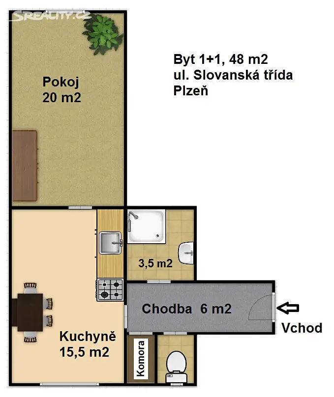 Prodej bytu 1+1 48 m², Slovanská, Plzeň - Východní Předměstí