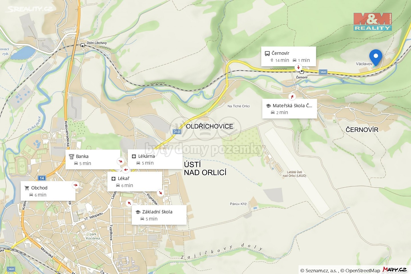Prodej  stavebního pozemku 1 393 m², Ústí nad Orlicí - Černovír, okres Ústí nad Orlicí