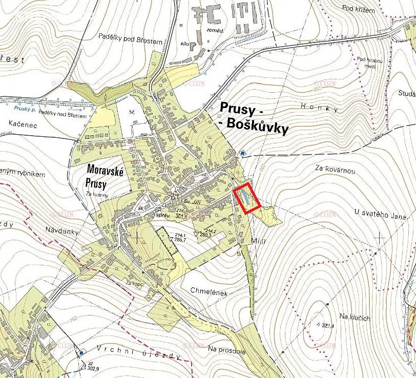Prodej  pole 565 m², Prusy-Boškůvky - Moravské Prusy, okres Vyškov