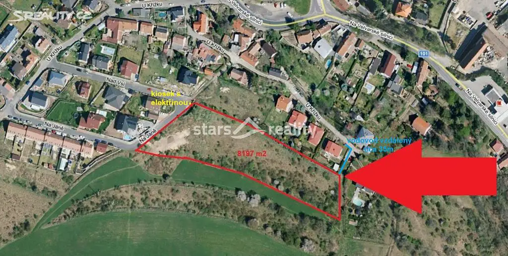 Prodej  stavebního pozemku 8 197 m², Na Jáně, Kralupy nad Vltavou - Mikovice