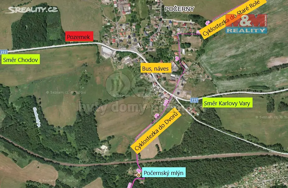 Prodej  pozemku 2 406 m², Karlovy Vary - Počerny, okres Karlovy Vary