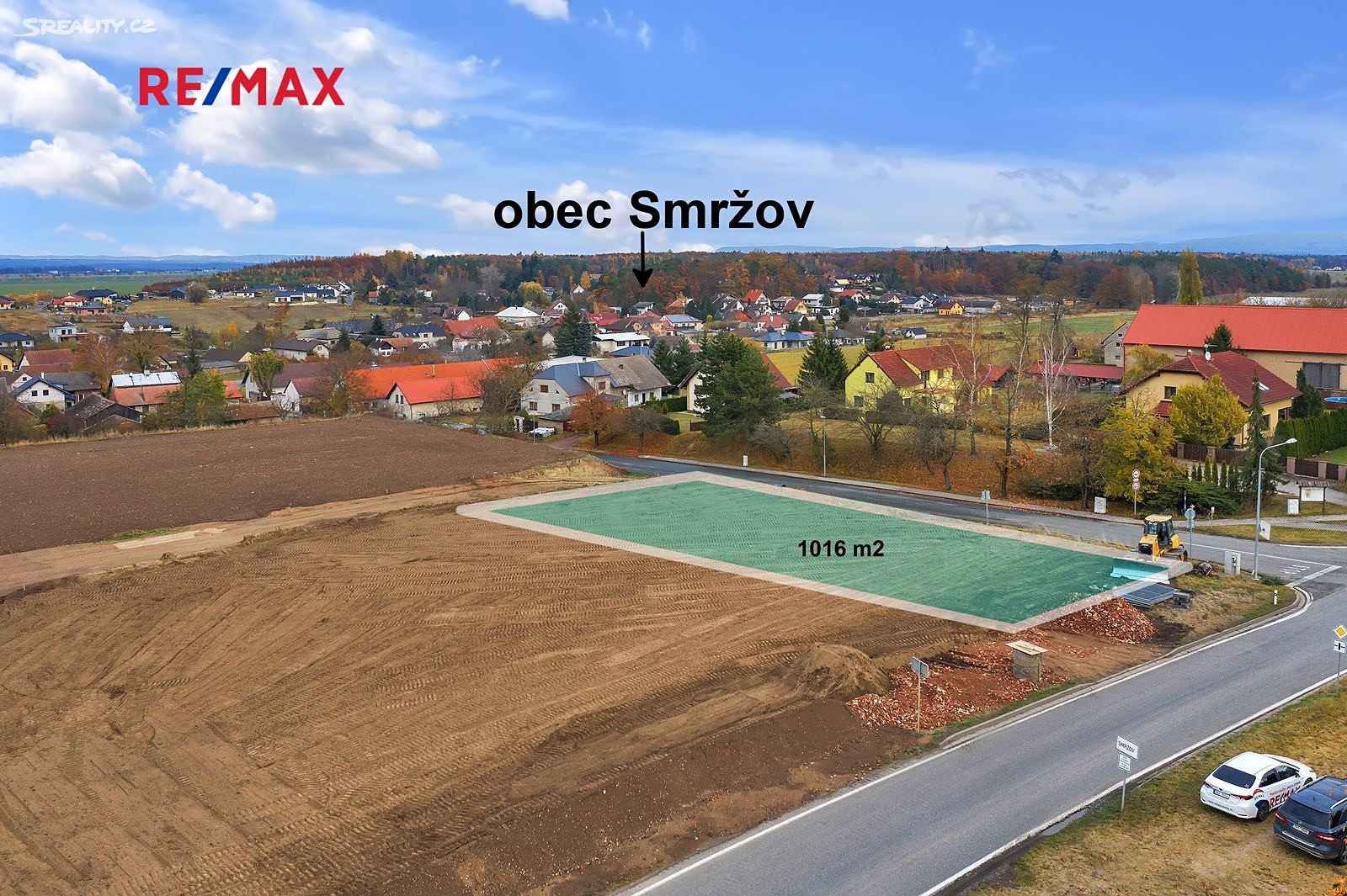 Prodej  stavebního pozemku 1 016 m², Smržov, okres Hradec Králové