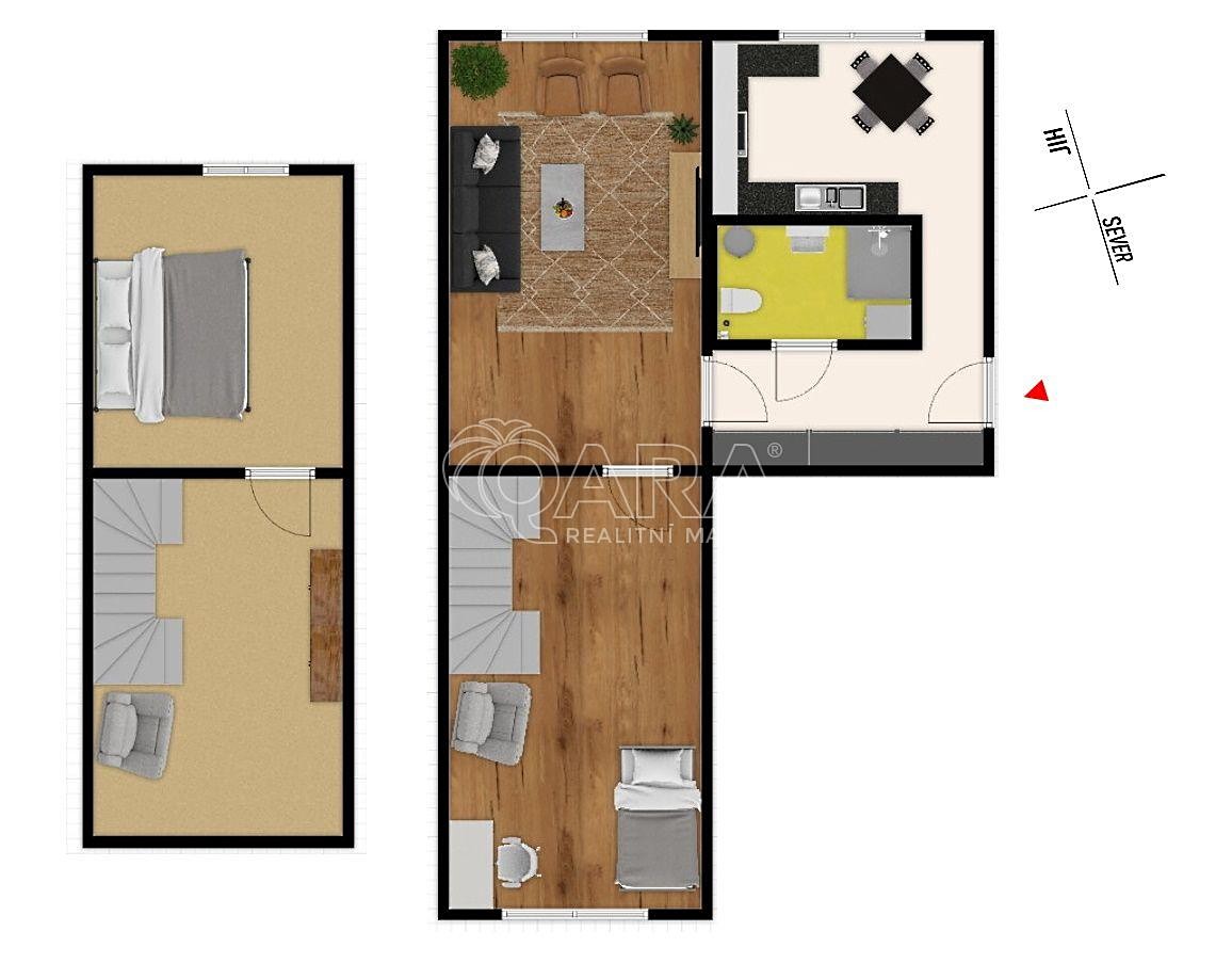 Pronájem bytu 3+1 80 m² (Mezonet), Plešivecké náměstí, Český Krumlov - Plešivec