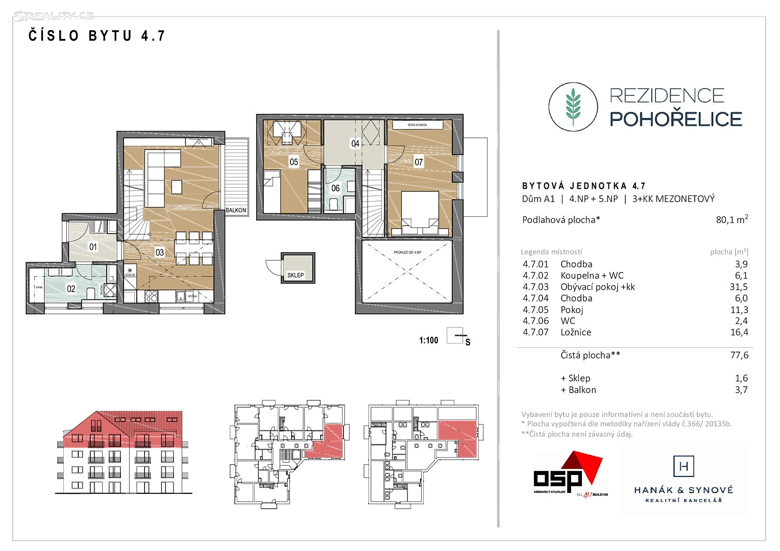 Prodej bytu 3+kk 78 m² (Mezonet), U Kasáren, Pohořelice