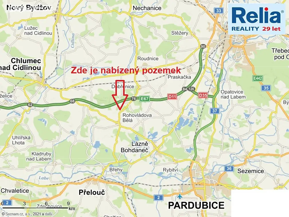 Prodej  stavebního pozemku 2 118 m², Kasalice, okres Pardubice