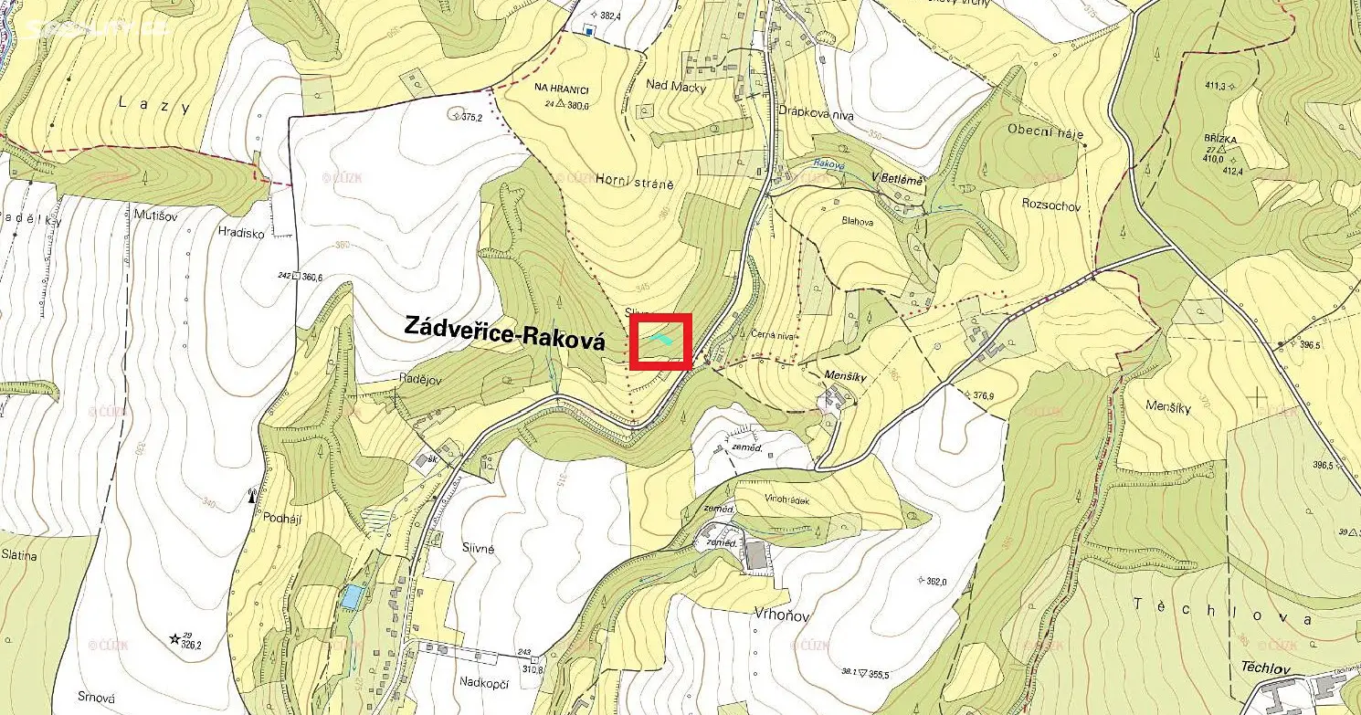 Prodej  lesa 575 m², Zádveřice-Raková, okres Zlín