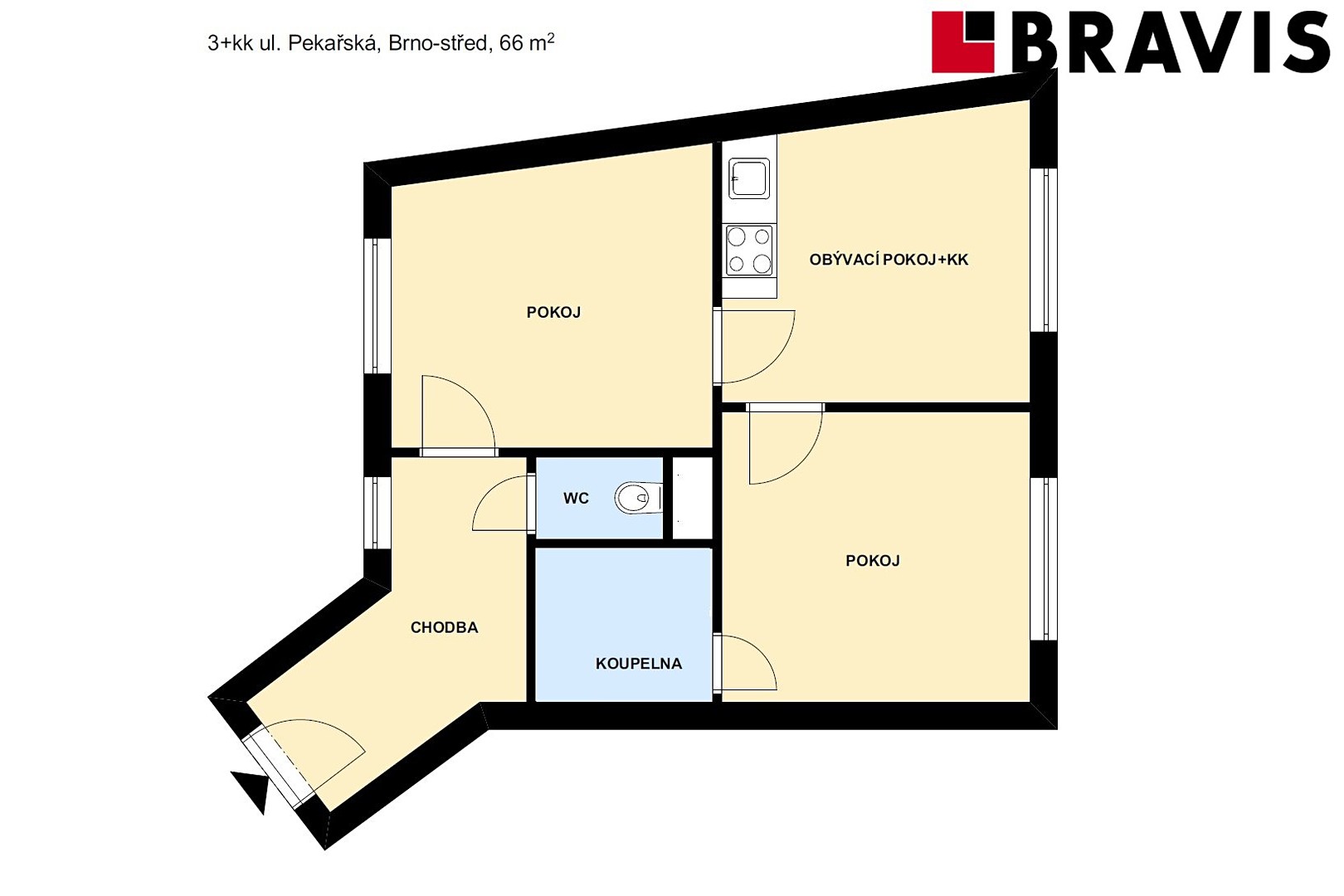 Pronájem bytu 3+kk 66 m², Pekařská, Brno - Staré Brno