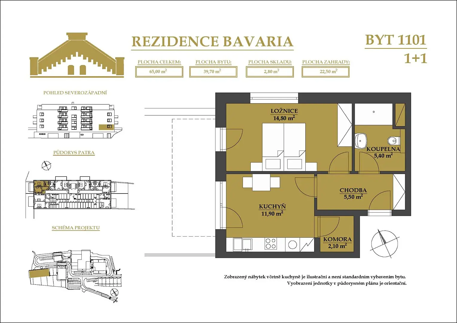 Prodej bytu 1+1 40 m², Brno - Jehnice, okres Brno-město
