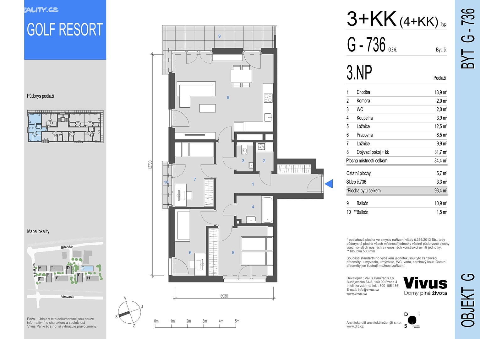 Prodej bytu 3+kk 94 m², V náklích, Praha 4 - Hodkovičky