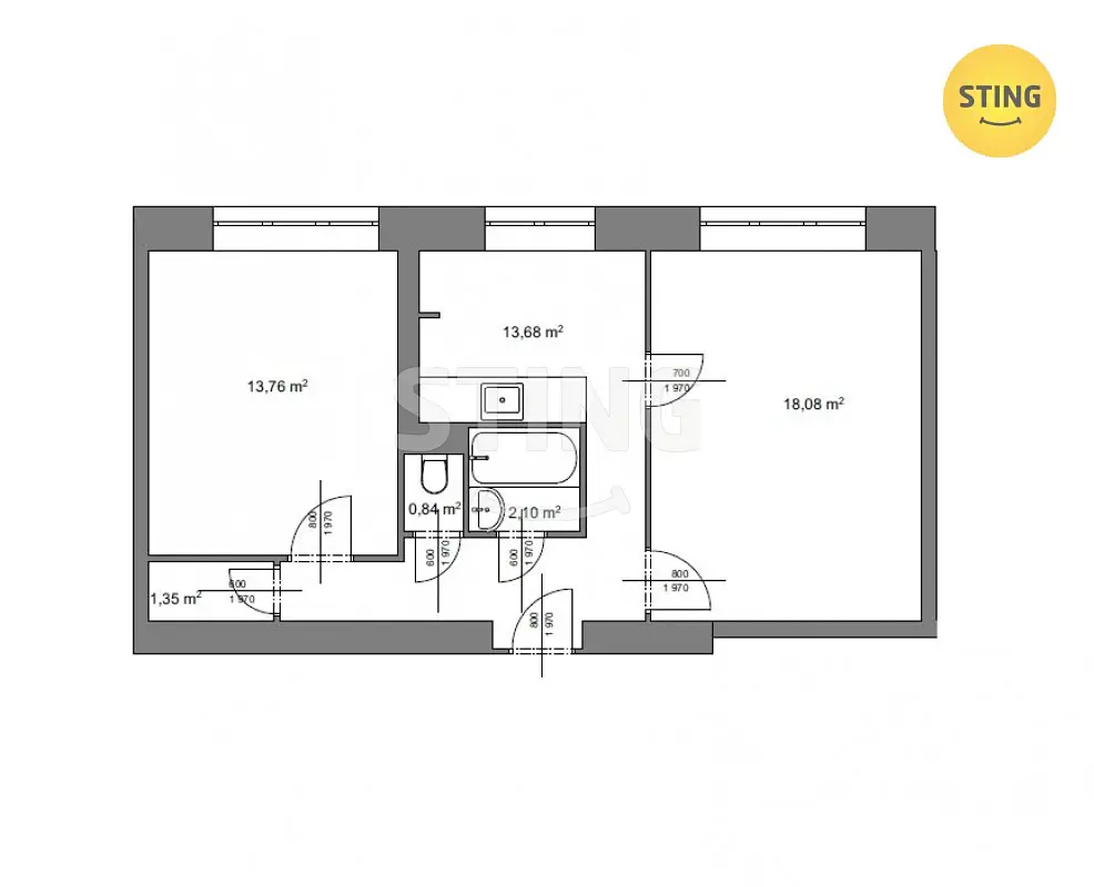 Pronájem bytu 2+1 50 m², Pod Břehem, Třinec - Staré Město