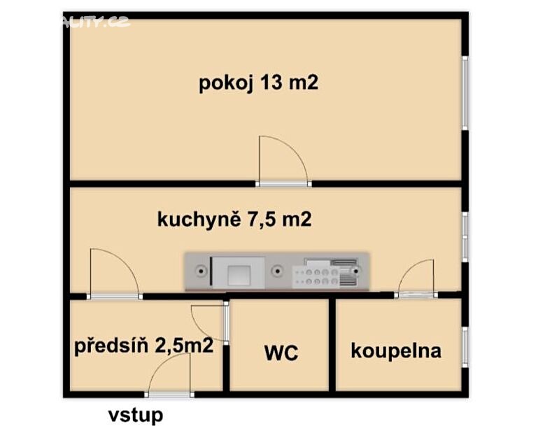 Pronájem bytu 1+1 26 m², Stroupežnického, Praha 5 - Smíchov