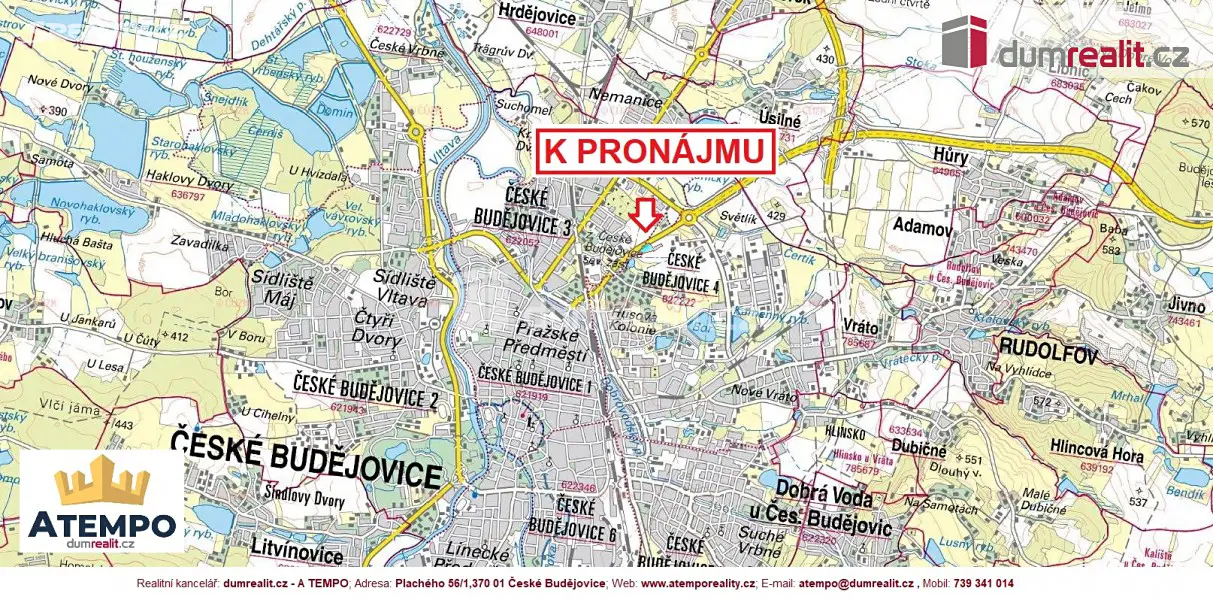 Pronájem  komerčního pozemku 10 411 m², České Budějovice - České Budějovice 4, okres České Budějovice