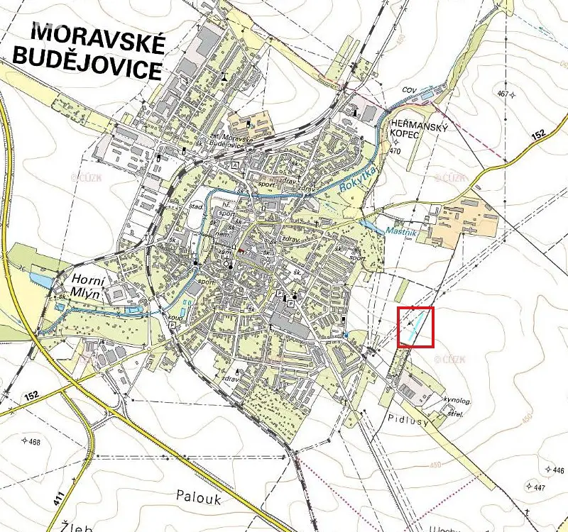Prodej  pole 628 m², Moravské Budějovice, okres Třebíč