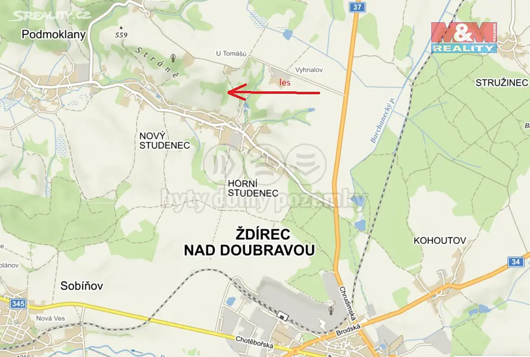 Prodej  lesa 21 967 m², Ždírec nad Doubravou - Horní Studenec, okres Havlíčkův Brod