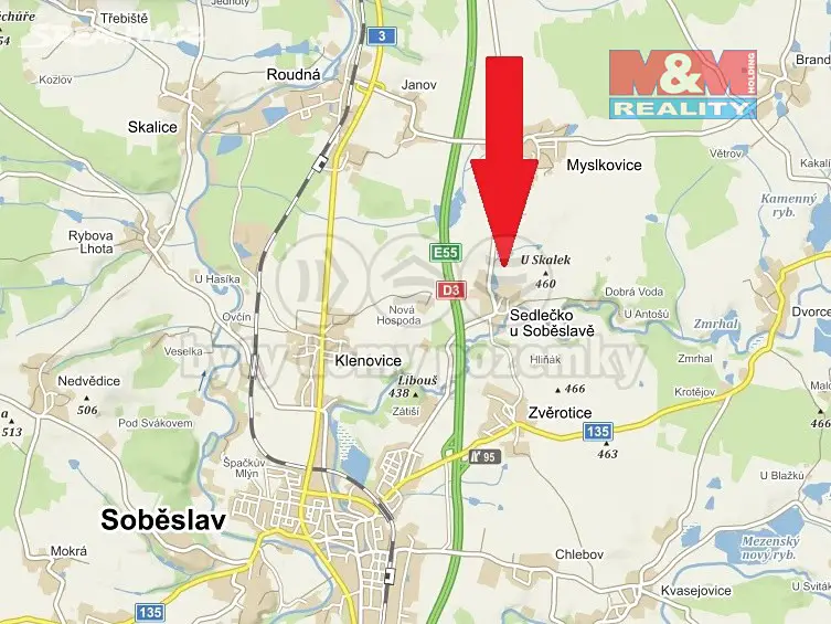 Prodej  stavebního pozemku 895 m², Sedlečko u Soběslavě, okres Tábor