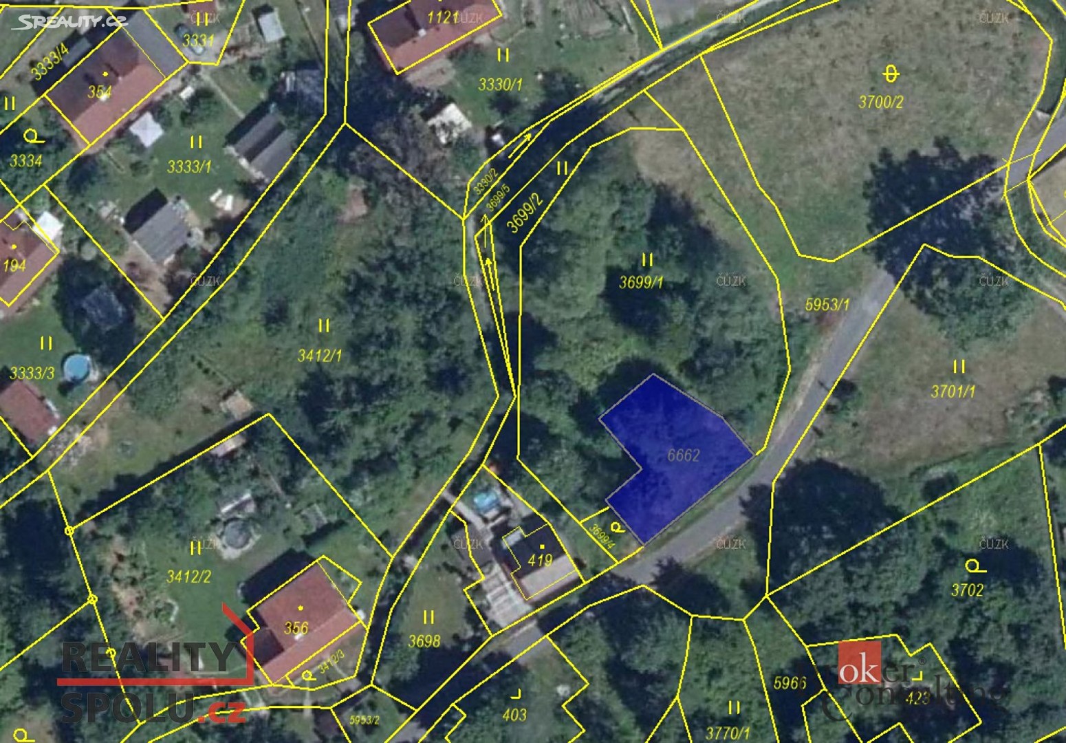 Prodej  stavebního pozemku 1 439 m², Brněnská, Jiříkov - Starý Jiříkov