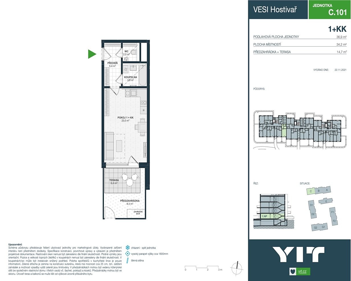 Prodej bytu 1+kk 34 m², Praha 10 - Praha 15