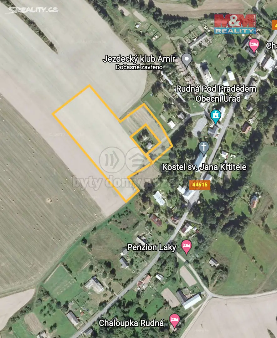Prodej  stavebního pozemku 27 864 m², Rudná pod Pradědem - Stará Rudná, okres Bruntál