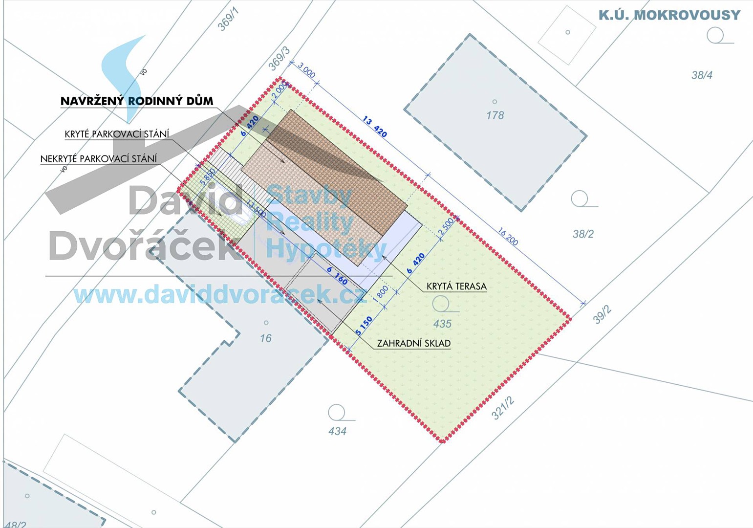 Prodej  stavebního pozemku 541 m², Mokrovousy, okres Hradec Králové