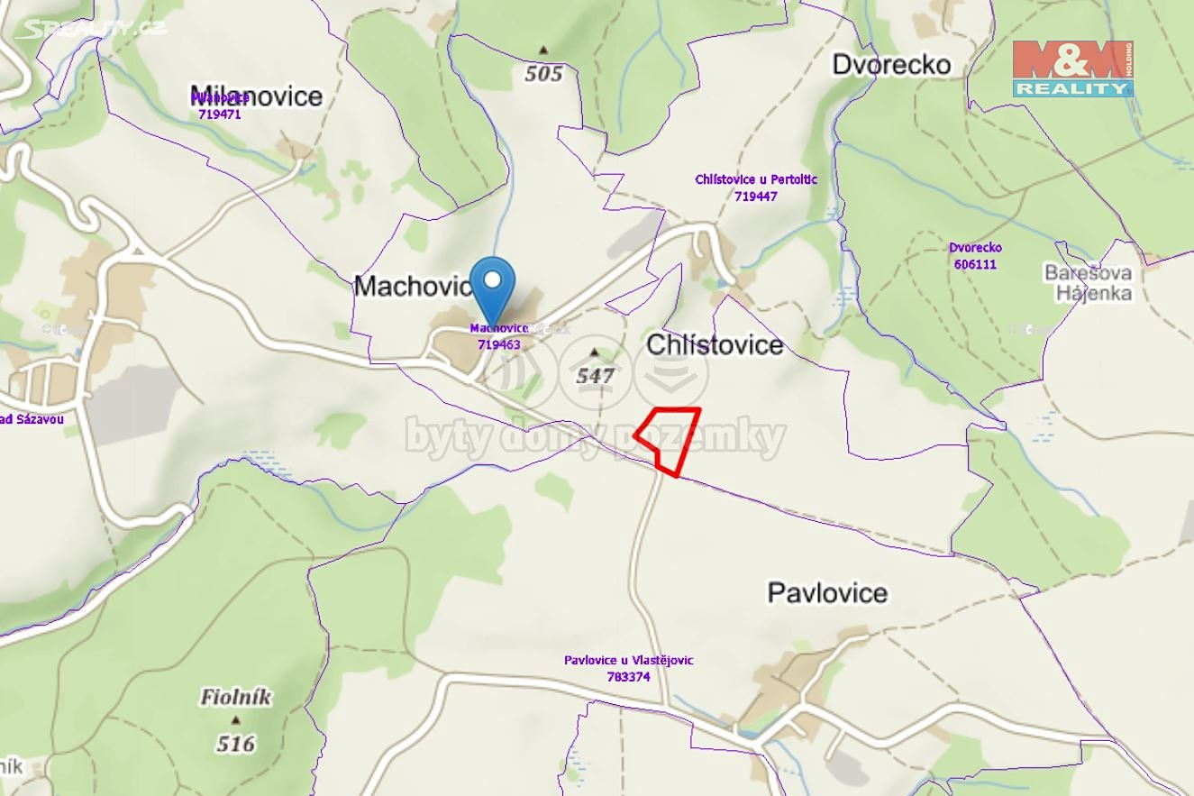 Prodej  pole 25 641 m², Pertoltice - Machovice, okres Kutná Hora