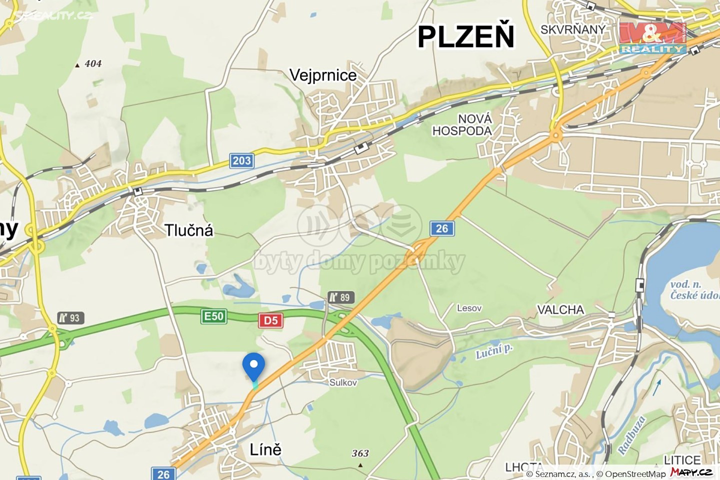 Prodej  komerčního pozemku 9 925 m², Líně, okres Plzeň-sever