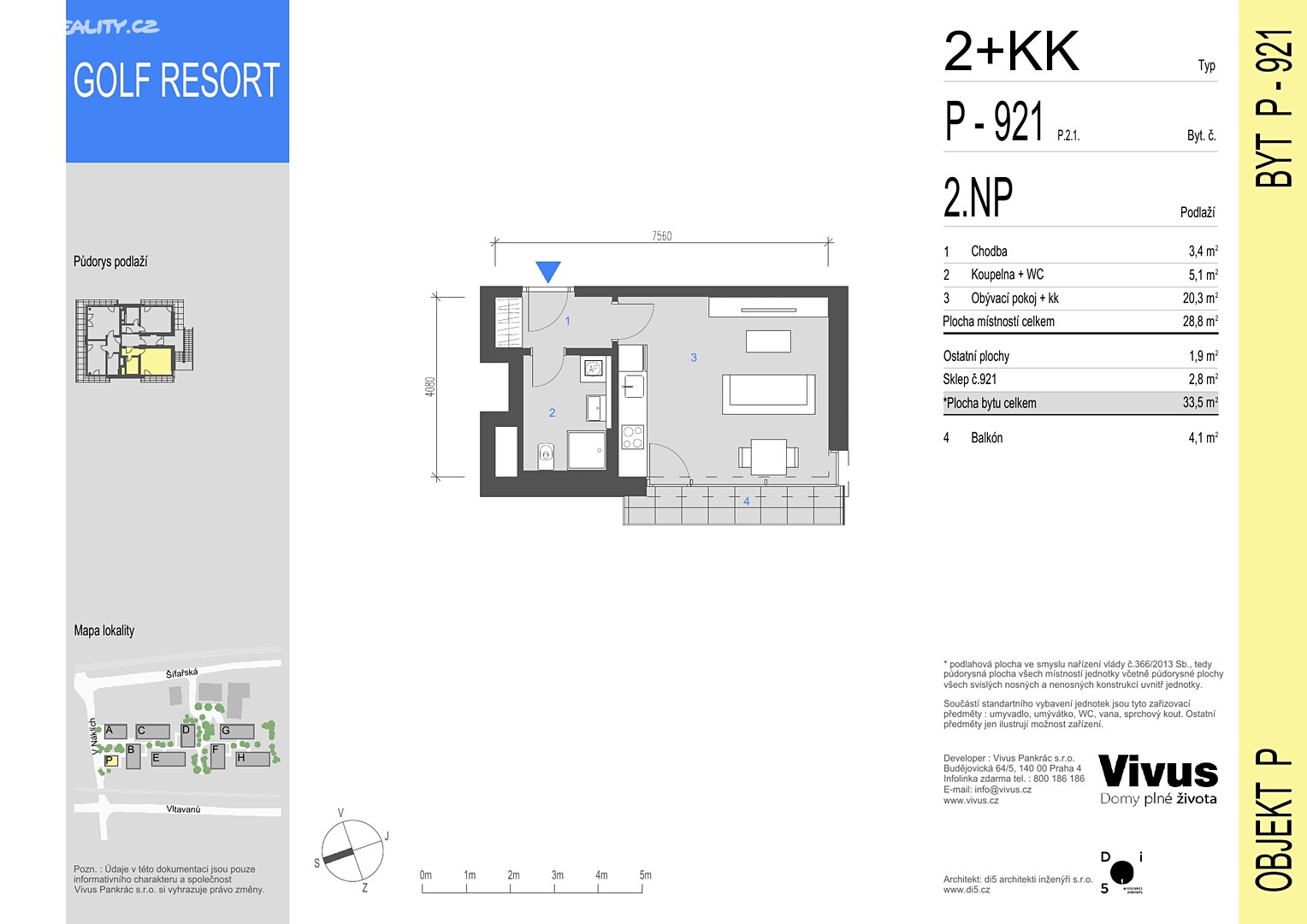 Prodej bytu 1+kk 33 m², V náklích, Praha 4 - Hodkovičky