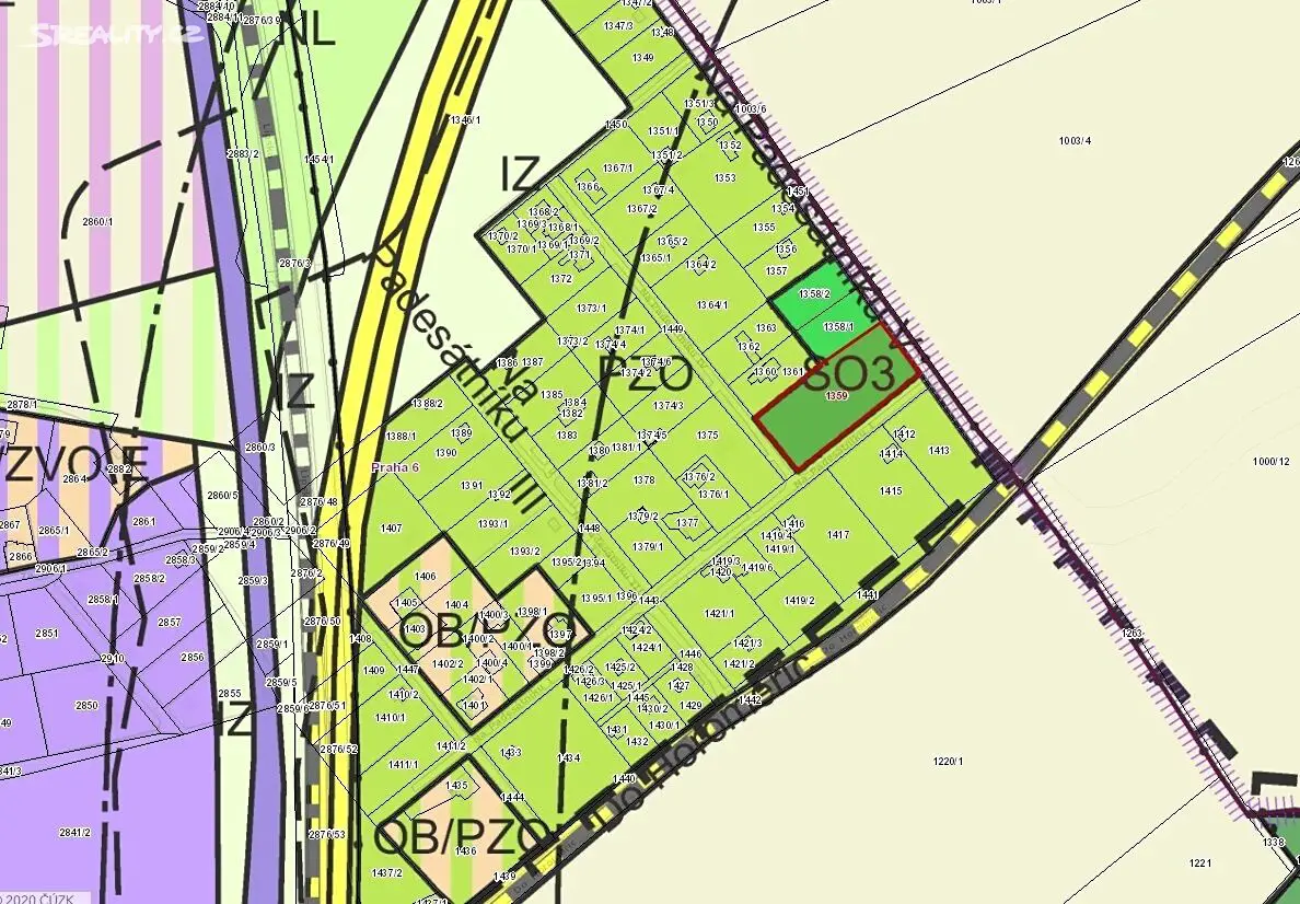 Prodej  komerčního pozemku 2 506 m², Na Padesátníku III, Praha - Liboc