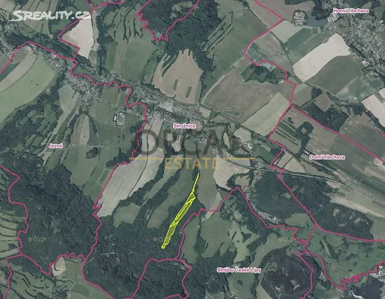 Prodej  lesa 12 973 m², Stružnice, okres Česká Lípa