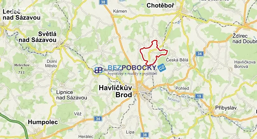 Prodej  stavebního pozemku 610 m², Dolní Krupá, okres Havlíčkův Brod