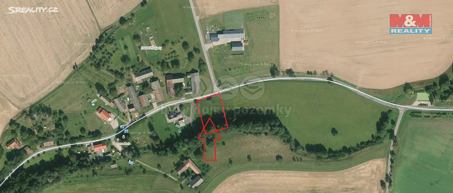 Prodej  stavebního pozemku 2 297 m², Hřibojedy, okres Trutnov