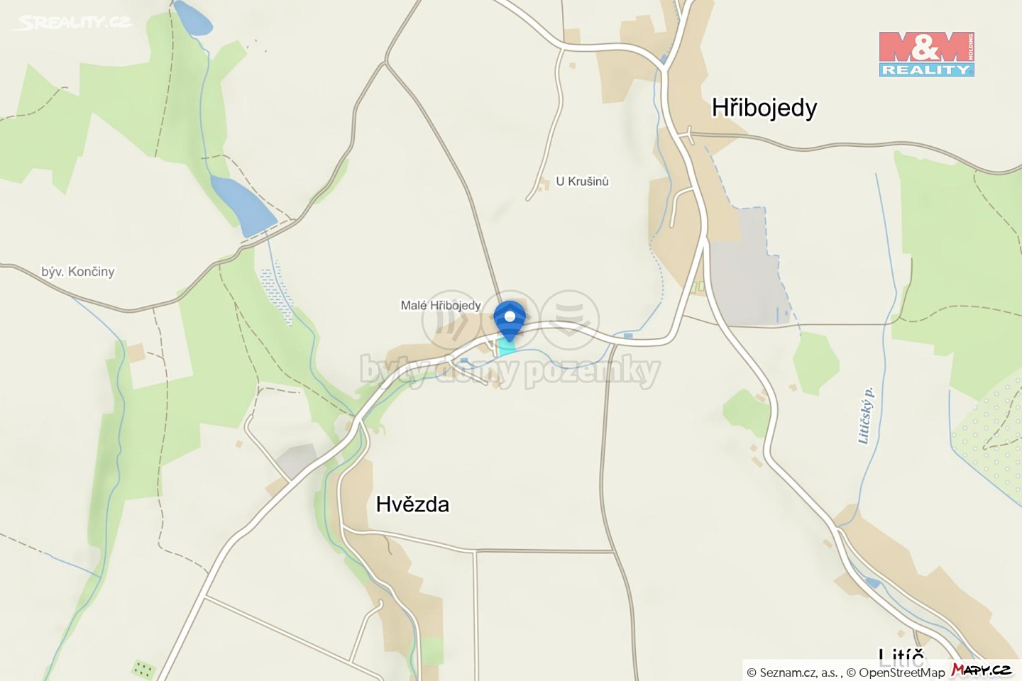 Prodej  stavebního pozemku 2 297 m², Hřibojedy, okres Trutnov