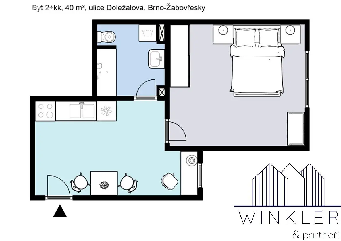 Pronájem bytu 2+kk 40 m², Doležalova, Brno - Žabovřesky
