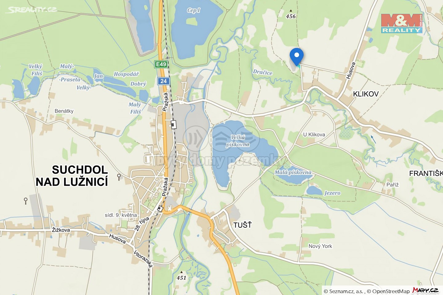 Prodej  komerčního pozemku 2 038 m², Suchdol nad Lužnicí - Klikov, okres Jindřichův Hradec