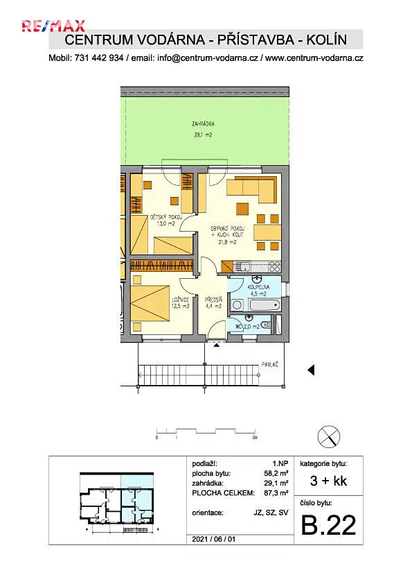Pronájem bytu 3+kk 58 m², Antonína Dvořáka, Kolín - Kolín II
