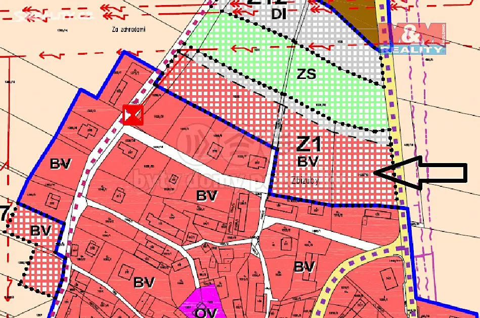 Prodej  stavebního pozemku 1 125 m², Zbizuby, okres Kutná Hora